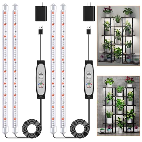 SDOVUERC 16'' 2 Bars Grow Light Strips for Indoor Plants with Auto ON/Off Timer 6/12/18H, 5 Dimmable Levels for Shelves Plant Growing(Pack 2) - color: 2 Bars, size: 2 Pack