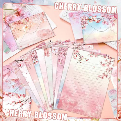 TaoBary 160 Pcs Cherry Blossom Stationery Paper and Envelopes Set - size: 5.5 x 8.25 Inch, style: Cherry Blossom