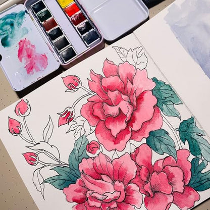 SEMLEART Watercolor Journal Sketchbook,6.5x6.5,140lb/300GSM Cotton Paper - size: 6.5×6.5in