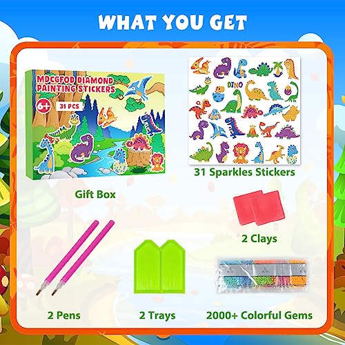 Labeol Diamond Art Kits for Kids Boys and Girls Ages 6-8-10-12 Easy to DIY Creative Diamond Art Sticker Craft by Numbers Kits for Kids and Adult Beginners (New Dinosaurs) - style: New dinosaurs