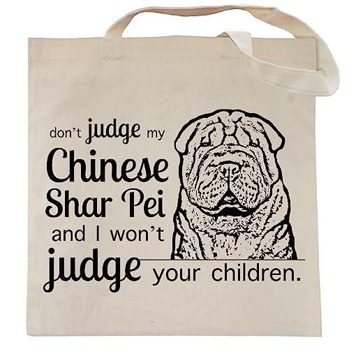 Pet Studio Art Don't Judge My Dog Tote Bag - color: Chinese Shar Pei