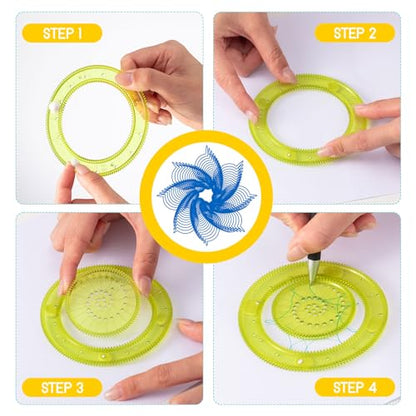 Chivao Spiral Art Kit Circle Stencils Drawing Tool Geometric Ruler,Vivid - style: Vivid
