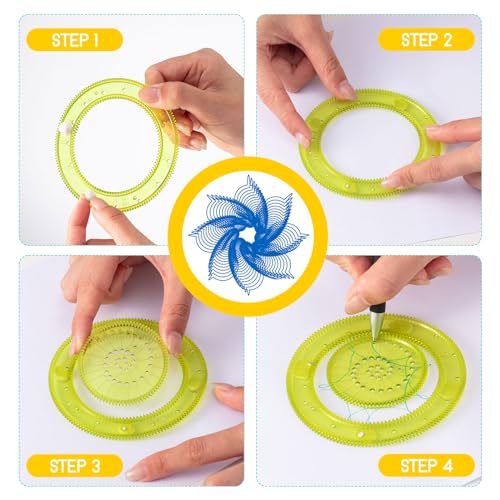 Chivao Spiral Art Kit Circle Stencils Drawing Tool Geometric Ruler,Vivid - style: Vivid