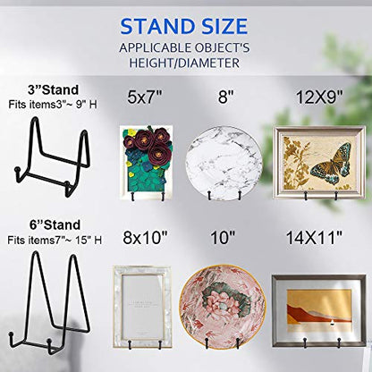 Artliving Plate Stands for Display - Iron Easel Stand Plate Holder Display Stand Picture Frame Stand for Pictures | Photo|Decorative Plate |Dish | Tabletop Art - 3 inch-Black - size: 3“（1 pack）