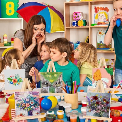 32 Pack 9 Inch Wood Easels, Easel Stand for Painting Canvases | Art and Crafts, Tripod Painting Party Easel, Kid Student Tabletop Easels for Paint, Portable Canvas Photo Picture Sign Holder - style: 32 Pack