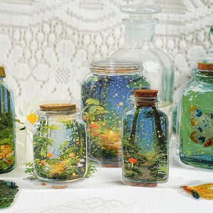 90 Pcs Oil Painting Scenery PET Stickers for Scrapbooking - color: World in a Bottle Series