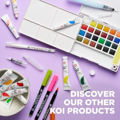 SAKURA Koi Studio Kit, 60 Colors, 2 Water Brushes, 2 Sponges, 2 Palettes
