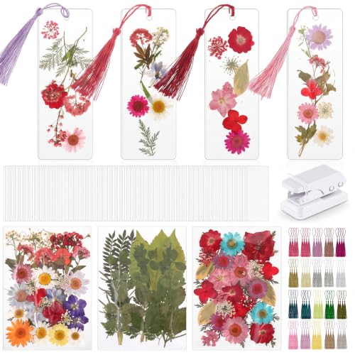 Fuyoooo 376 Pcs Pressed Flower Bookmark Kit,Rainbow Color,2 x 6 Inch - color: Rainbow Color, size: 2 x 6 Inch