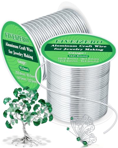 FIVEIZERO 14&9 Gauge Wire Aluminum Craft Wire,Sliver Jewelry Wire - size: 14+9 Gauge