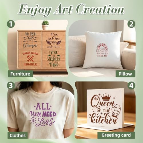 Motivational Stencils for Crafts Reusable 12Pcs Stencils(7.8X7.8 Inch) - color: Motivational