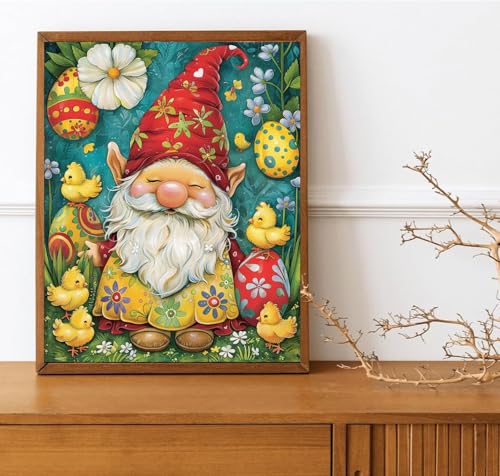 Colorful Gnome Painting Paint by Numbers Kits 16x20 inch Canvas Colorful Floral Pattern DIY Oil Painting for Kids, Adults Beginners with Brushes Acrylic Pigment Drawings Gift Easter (Without Frame) - color: Artwork 03, size: 16''x20''(without frame)
