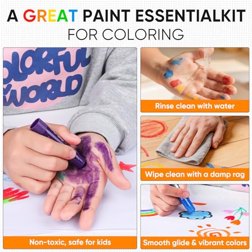 48 Pack Tempera Paint Sticks,24 Colors Washable Paint Sticks for Kids,Non-Toxic,90s Quick Drying, Allergen Free and High Coverage Solid Tempera Paint Stick,Ideal Gifts for Kids and Toddlers - color: (12 Classic+6 Metallic+6 Neon) X2