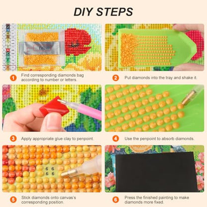 WSLWXSHM Diamond Painting Kits for Adults Horse, Round Full Drill Diamond Art Kits, 5D DIY Paint with Diamonds Crafts for Home Wall Decoration Gifts 12×16Inch, Animal