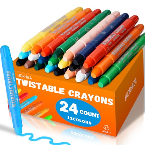 24 Count (12 Colors) Jumbo Twist-Up Crayons for Kids and Toddlers Ages 3+ | Non-Toxic Washable Crayons, Ultra-Silky Easy-Grip Art Supplies, Gift for Girls & Boys - size: 12 Count (Pack of 2)