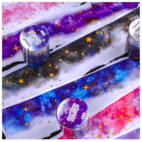 Star PET Tape Stickers for Scrapbooking Supplies,6 Rolls of Holographic Starry Sky Themed Decorative Tape Stickers for Journaling, Junk Journal Supplies, DIY Crafts(Ripple) - color: Ripple