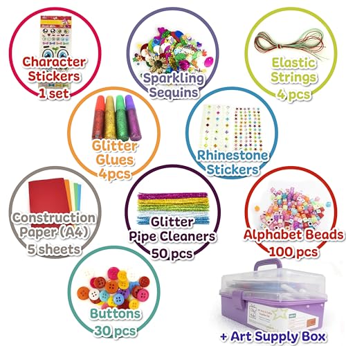 Olly Kids Craft Kit, Arts & Crafts Supplies Set for Kids Ages 4-8 - color: Purple