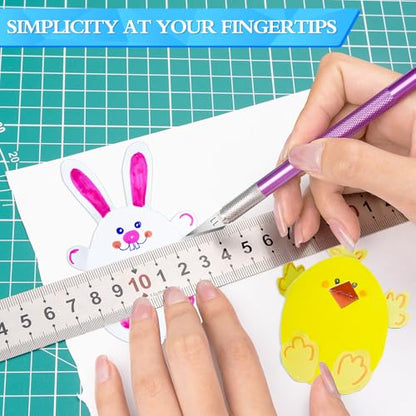 Exacto Knife Set, Craft Knife with 30#11 Blades for Scrapbooking | Hobby knife blades cut paper, stencils and models, Precision knife supports carving, trimming, crafts and detailed artwork - color: Purple-gold-blue