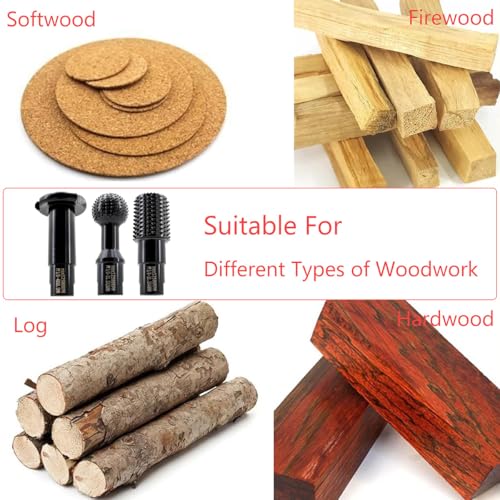 3pcs DIY Wood Carving and Deburring Tools Sphere Rotary Burrs with 5/8"-11 Thread for 4 1/2 and 5" Angle Grinder, Safe Carbon Steel Electric Grinder Bits Accessories for Wood Grinding Reaming Grooving