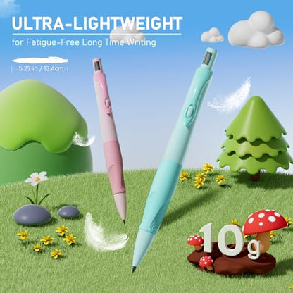 Four Candies 4PCS 2mm Mechanical Pencils for Kids, Comfort Ergonomic Grip | Jumbo Pencils with 44PCS Lead Refills(Black, Color), 2PCS Sharpeners & Erasers, Cute School Supplies for Kids Writing Drawing