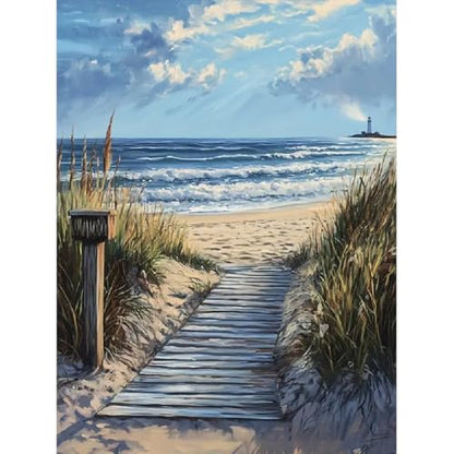 STGLCR 5D Beach Scenic Diamond Painting, Road Diamond Painting Kit for Adults, Diamond Art Kits for Begginners DIY Full Drill Crystal Rhinestone Arts and Crafts 16x12inch