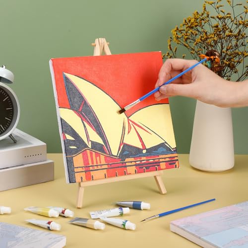 Nezyo 12 Sets Paint by Numbers for Adults with Frame, 8 X 8 Inch - style: Famous Landmarks