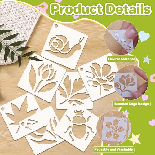 100Pcs Flower Stencils 2Inch Large Floral Leaf Stencils for Crafts Painting | Reusable Stencils,Wildflower Butterfly Stencil,Floral Stencil,Drawing Templates,Scrapbook,Classroom,Projects,Wood,Sign,Wall - size: 2 Inch