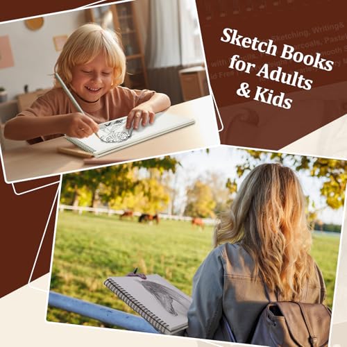 TKOOFN 10 Pack 8.5" x 11" SketchBooks Bulk,Top Spiral Bound Sketchbook | 60 Sheet Each,600 Sheets total,68lb/100gsm thick,Acid-Free,Sketch Drawing Paper Pad for Adult Kids Artists Beginners - color: 10 Pack, size: 8.5" x 11"