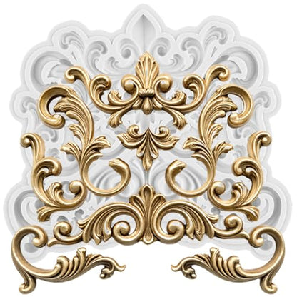 Baroque Polymer Clay Molds Baroque Scroll Relief Silicone Mold | Filigree Mold DIY Crafts Epoxy Resin Casting Polymer Clay Tools Craft Air Dry Jewelry Making - color: Style M