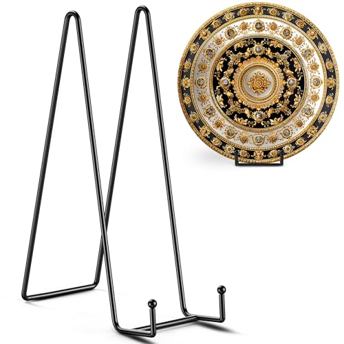 TR-LIFE 14 Inch Heavy Duty Plate Stand (2 Pack) - Metal Display Easel for Large Plates, Platters, Picture Frames, Signs, and Posters - size: 14 Inch