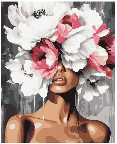 Myxekllo Paint by Numbers Kit for Adults Beginner, Woman Flower for Home Decor 16x20in - color: Flower Woman03