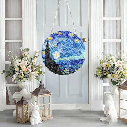 RYMILIE Hanging Diamond Art Kits for Adults Starry Night 8x8inch - color: DP03344