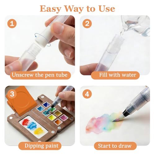 Mini Watercolor Paint Set Travel, Portable Pocket Watercolor Kit with Wooden Palette,Colours,Sketchbook, Brush&Water Cup,Clip.Complete Artist Supplies From Beginner Watercolors to Seasoned Pro Needs