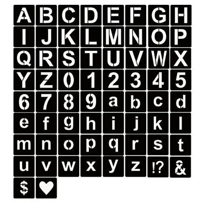 YEAJON 6 Inch Letter Stencils Symbol Numbers Craft Stencils, 66 Pcs Reusable Plastic Alphabet Templates for Painting on Wood, Wall, Fabric, Rock, Glass, Signage - size: 6 Inch