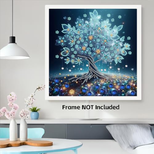 Special Shaped Rhinestone Diamond Art Kit, 5D Partial Irregular Bling Drill Blue Money Tree Diamond Painting, DIY Handmade Crystal Tree for Living Room Home Wall Decoration 11.8×11.8in (AB160) - color: AB160