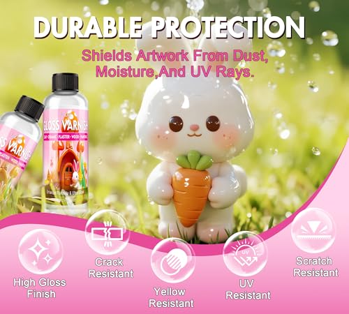 Air Dry Clay Glaze - 7oz/200ml Polymer Glaze Varnish, Waterproof & Scratch-Resistant, Prevents Cracking, High Gloss Clay Sealant, Suitable for Pottery, Sculptures, Acrylic Paintings & Wood Products