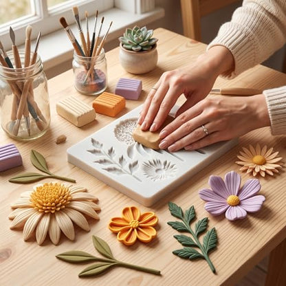 Chrysanthemum Flower Polymer Clay Mold Flower Leaves Silicone Molds - color: Style J