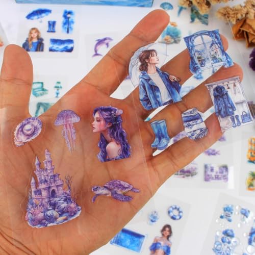 428Pcs Summer Scrapbook Stickers for Scrapbooking Supplies, 100 Sheets Transparent PET Scenery Journal Stickers for Journaling, Junk Journal, Scrap Book, Card Making, Collage, DIY Crafts Arts - color: Summer Rain Just Clears Up