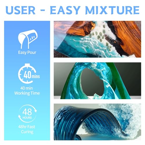Epoxy Resin Kit, 4 Gallon Epoxy Resin Crystal Clear Not Yellowing No Bubble Self Leveling for DIY Molds Wood Jewelry Table Tops Bar Top Casting Coating Crafts Supplies Easy Mix 1:1 Ratio - size: 4 Gallon