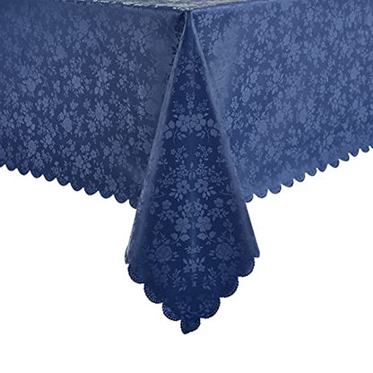 Romanstile Waterproof Vinyl Tablecloth Rectangle, 52 x 70 Inch, Rose Navy Blue - color: Rose Navy Blue, size: 52" x 70" (Rectangular)