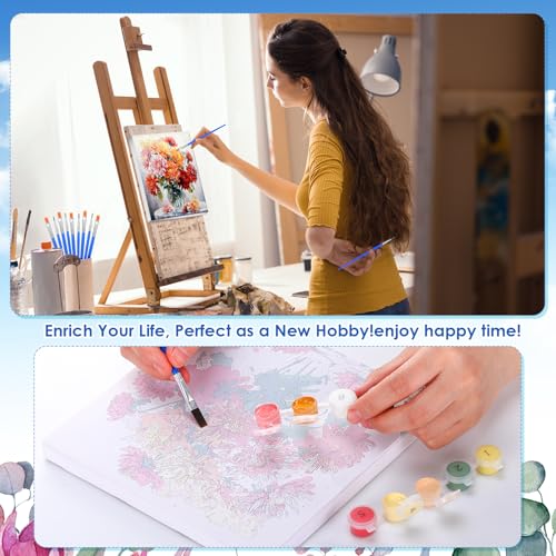RoundFunny 8 Set Paint by Numbers Drawing Kit for Adults,Vibrant Blooms - style: Vibrant Blooms