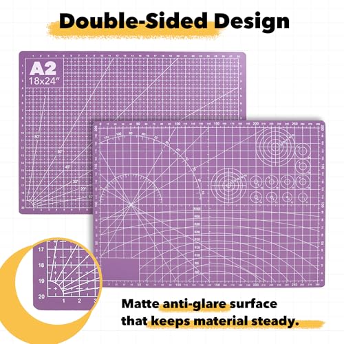 Mandala Crafts Self-Healing Purple Pink 18" x 24" A2 Cutting Mat for Sewing - color: Purple, size: 18 x 24 Inches Mat