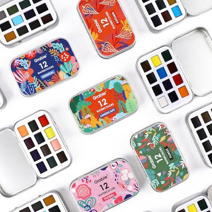 Grabie Set of 60 Color Pocket Watercolor Paint Set, 5 Theme Travel Palette - color: 60 Color 5 Theme