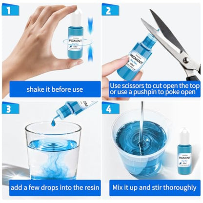 Epoxy Resin，UV Resin Dye 30 Colors Liquid Pigment Set 300ml- Highly Concentrated Translucent Resin Colorant for Jewelry Making, Tumblers, Art Crafts DIY - 10ml Each Bottle