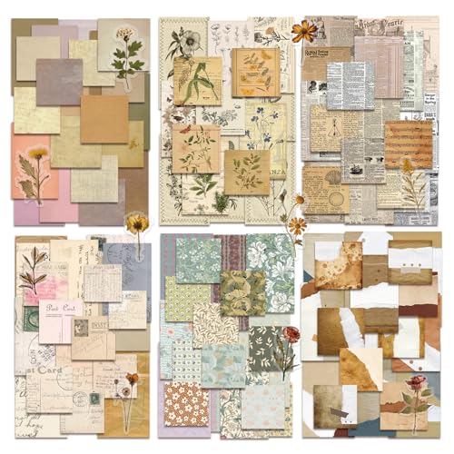 slapaflife 450 PCS Vintage Scrapbook Supplies Junk Journal Supplies, Scrapbook Supplies Kit Include Flowers for Scrapbooking, Planner, Craft Supplies