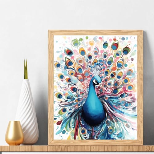 Natuyalo Paint by Numbers for Adults - DIY Adult Paint by Number Kits Painting on Canvas Colorful Peacock Painting by Numbers for Beginners, Animal Art Craft Kits for Adults (16x20 Inch) - color: ART-07