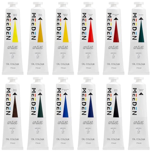 MEEDEN Artist Oil Paint Set - 12 Colors x 170ml/5.7oz Tubes | Professional Art Paints and Supplies for Canvas Painting - color: 12 Colors, size: 5.7 Fl Oz (Pack of 12)