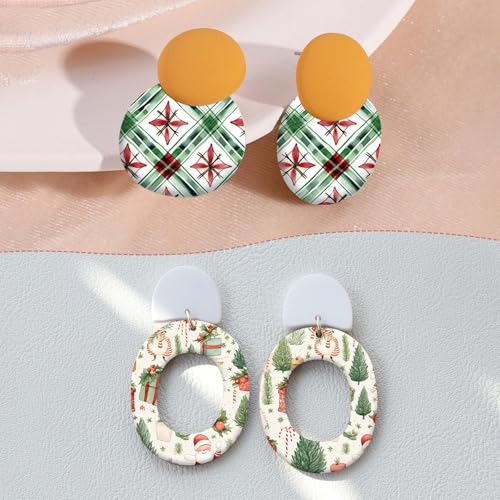 15 Pcs Christmas Transfer Paper for Polymer Clay, Xmas Trees, Snowman, Poinsettia，Jingle Bells, Gingerbread Water Soluble Transfer Sheets for Polymer Clay DIY Art Jewelry Earrings Making 5.82X3.93in