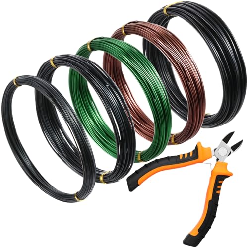 Mudder 5 Roll Bonsai Training Wire Aluminum 1/1.5/2.0mm Classic | Anodized Coating Resists Rust, 160 Ft for Branches, Includes Cutter, Flexible Cable Holds Shape, For Bonsai Tree Training - color: Classic, size: 1/1.5/2.0mm
