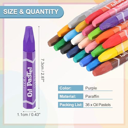 PATIKIL Purple Oil Pastels, 36Pcs Soft Oil Crayons Pastels Stick Vibrant and Creamy Art Supplies Bulk for Artists Beginners Art Painting Drawing Blending Graffiti Gallery - color: Purple