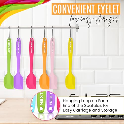 NEXTOP Silicone Spatula 8 Piece Set, Heat-Resistant Non-stick Rubber Spatulas Heat Resistant Seamless One Piece Design Non-Stick Flexible Scrapers Baking Mixing (11 Inches) - size: 11 Inches